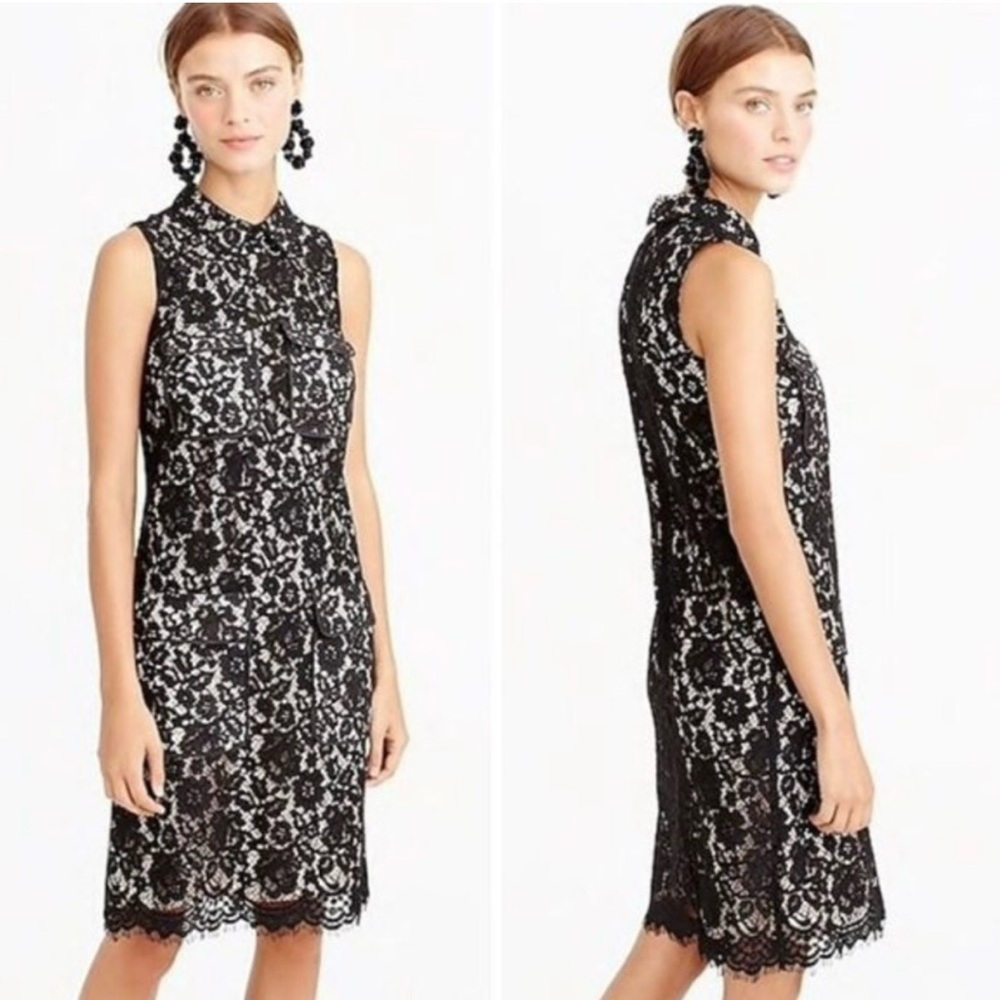 J. Crew Black Lace Collared Sleeveless Dress- NWT Size 10